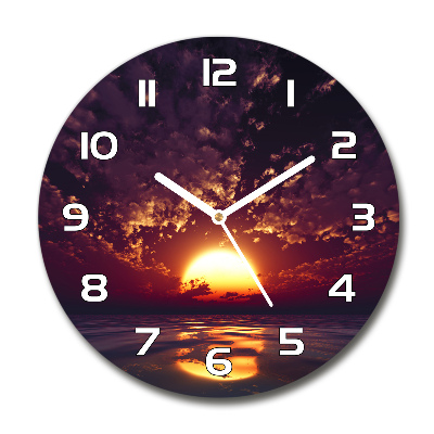 Horloge en verre ronde Coucher de soleil