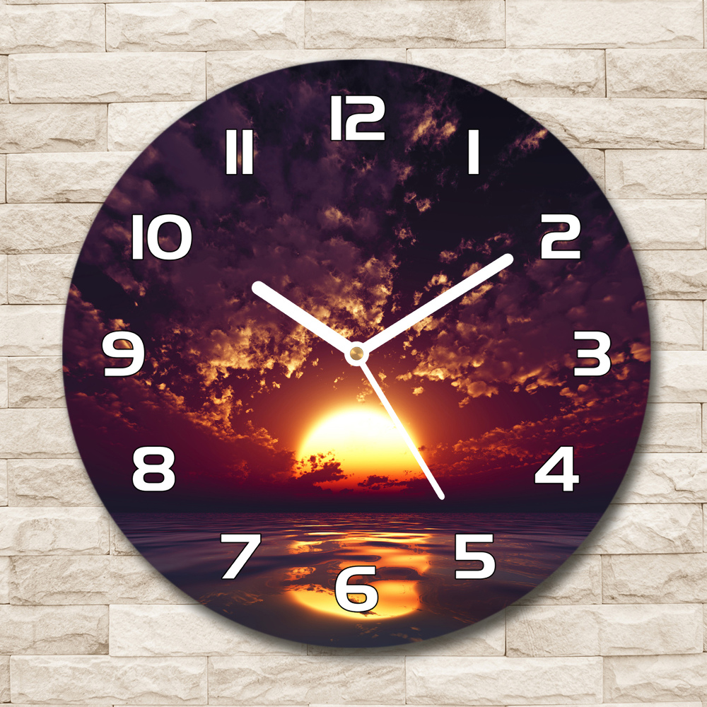 Horloge en verre ronde Coucher de soleil