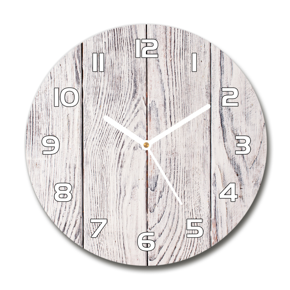 Horloge ronde en verre Mur en bois