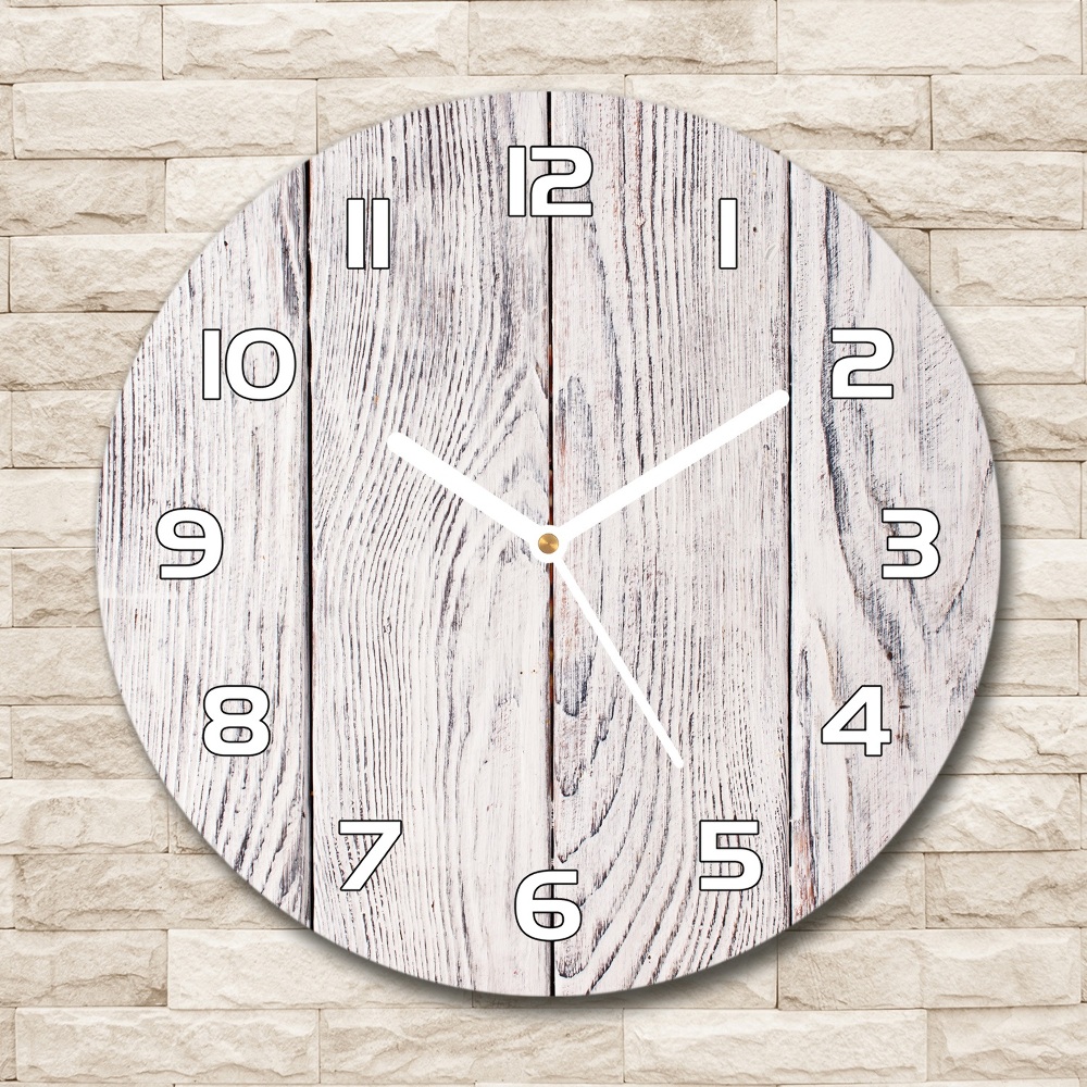 Horloge ronde en verre Mur en bois