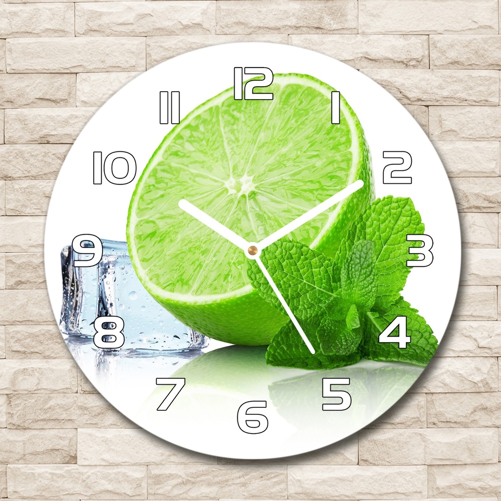 Pendule murale ronde Citron vert avec glace