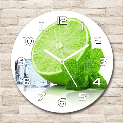 Pendule murale ronde Citron vert avec glace