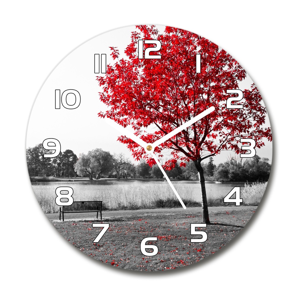 Horloge ronde Arbre rouge