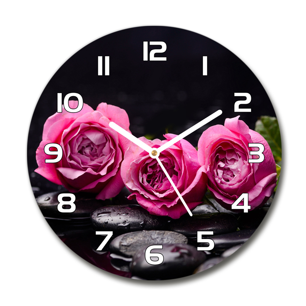 Pendule murale ronde Roses roses