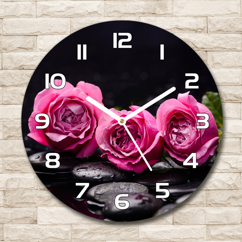 Pendule murale ronde Roses roses