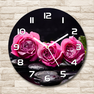 Pendule murale ronde Roses roses