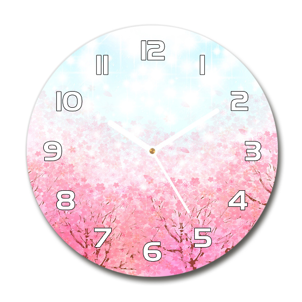 Horloge ronde en verre Fleurs de cerisier