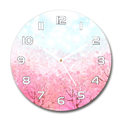 Horloge ronde en verre Fleurs de cerisier