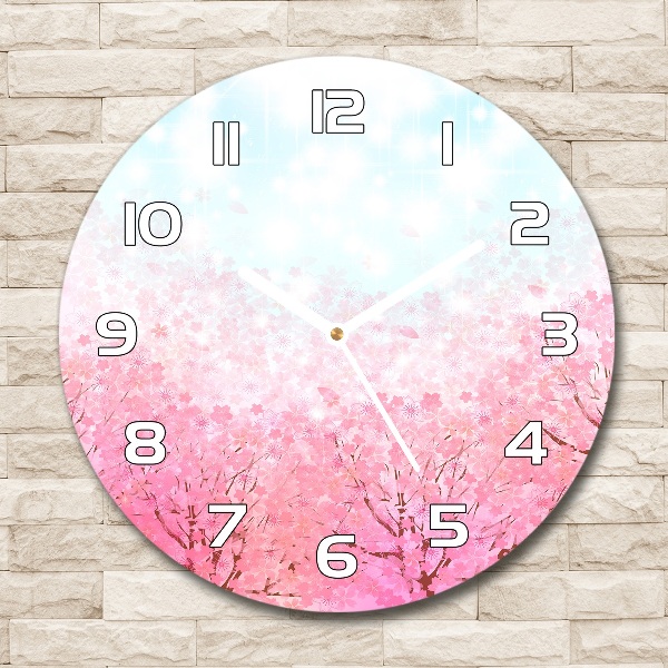 Horloge ronde en verre Fleurs de cerisier