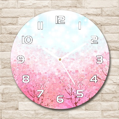 Horloge ronde en verre Fleurs de cerisier