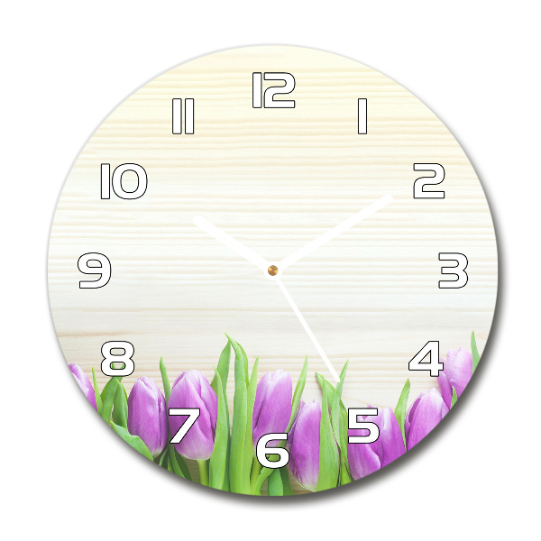 Pendule murale ronde Tulipes violettes
