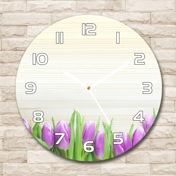 Pendule murale ronde Tulipes violettes