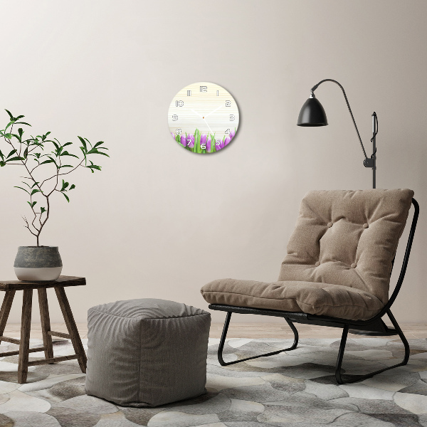 Pendule murale ronde Tulipes violettes