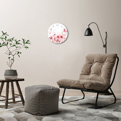 Horloge ronde murale Fleurs de cerisier