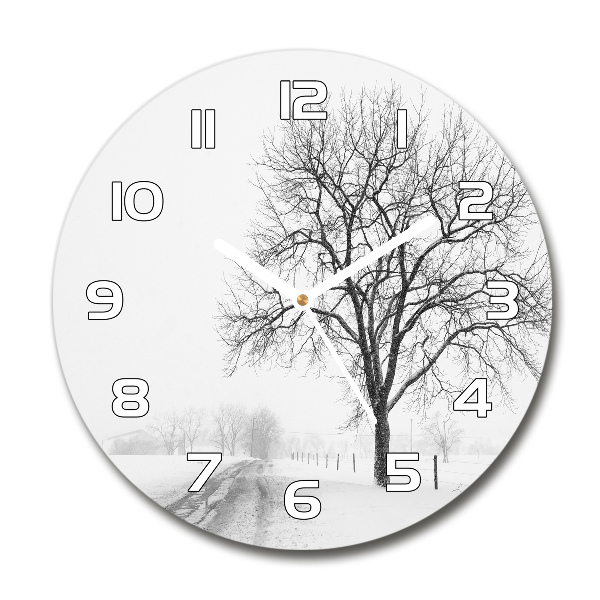 Horloge ronde Arbre en hiver