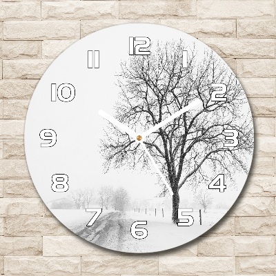 Horloge ronde Arbre en hiver