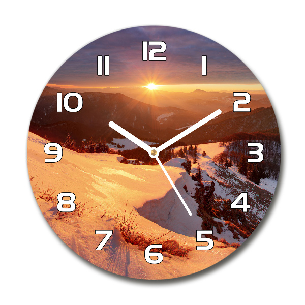 Horloge ronde Hiver en montagne