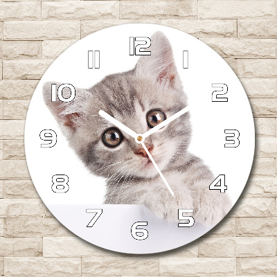 Pendule murale ronde Chat gris