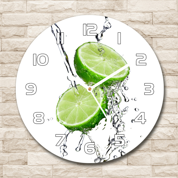 Horloge ronde murale Citrons verts et eau