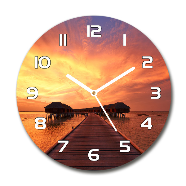 Horloge ronde Bungalows aux Maldives