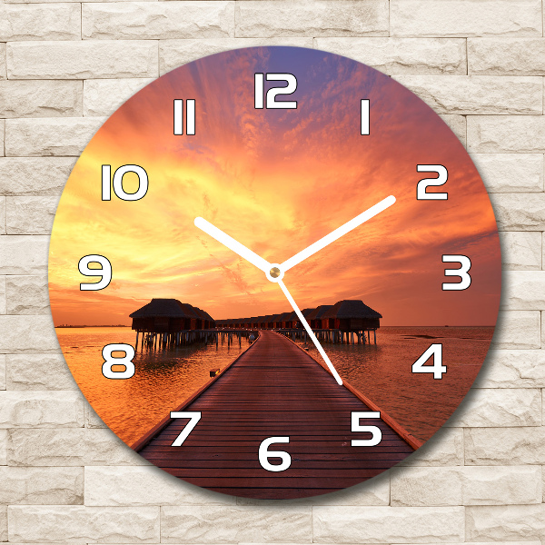 Horloge ronde Bungalows aux Maldives