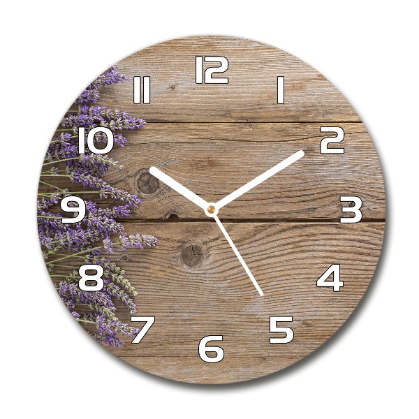 Horloge ronde murale Lavande sur bois