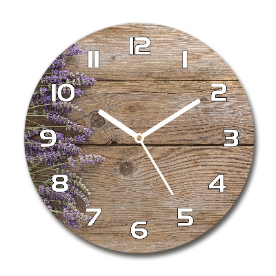 Horloge ronde murale Lavande sur bois