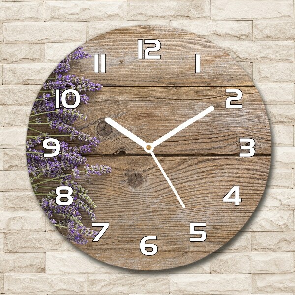 Horloge ronde murale Lavande sur bois