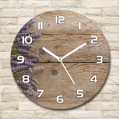 Horloge ronde murale Lavande sur bois