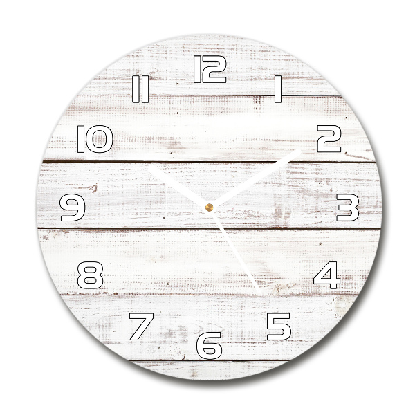 Horloge en verre ronde Mur en bois tableaux blancs