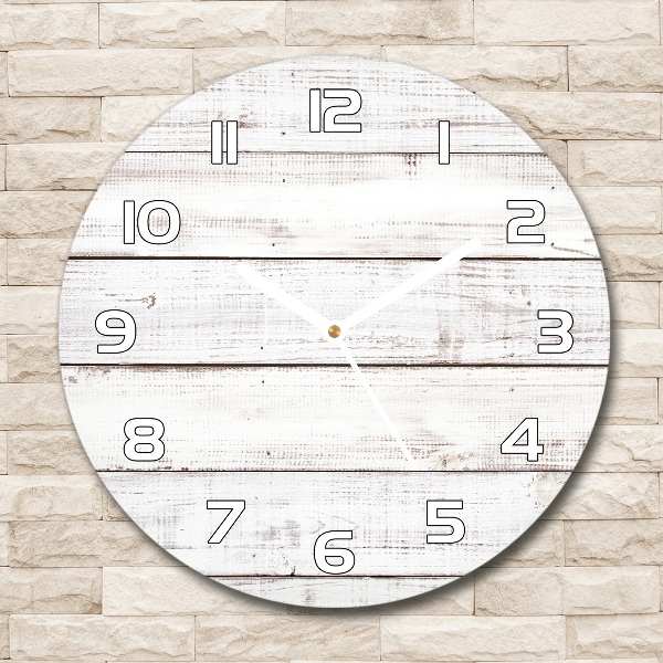Horloge en verre ronde Mur en bois tableaux blancs