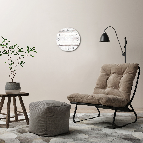 Horloge en verre ronde Mur en bois tableaux blancs