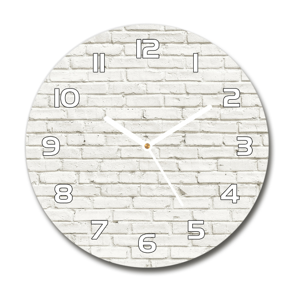 Horloge en verre ronde Briques blanches mur