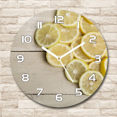 Pendule murale ronde Citrons en bois