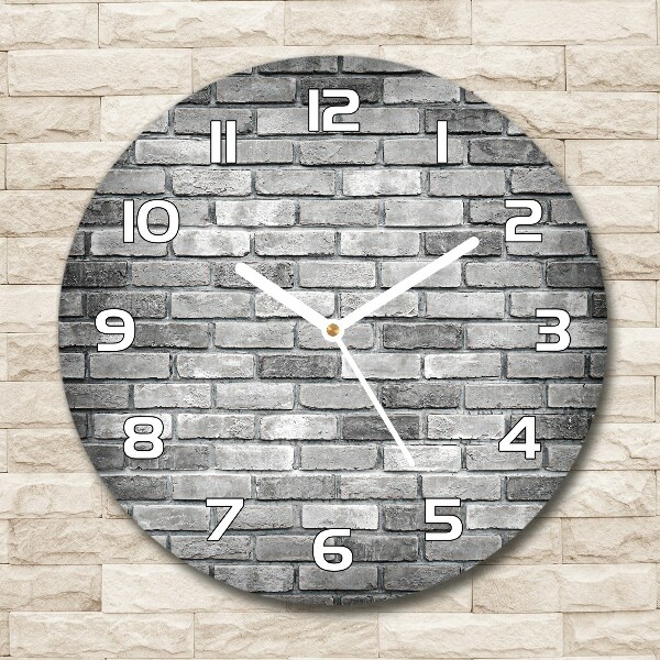 Horloge ronde Briques mur blanc