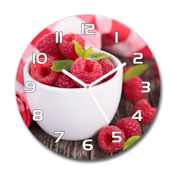 Horloge ronde murale Framboises dans un bol