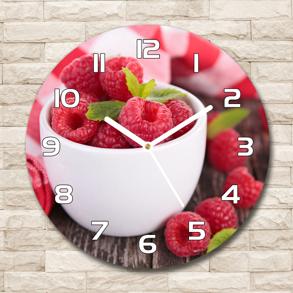 Horloge ronde murale Framboises dans un bol