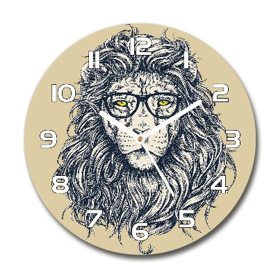 Pendule murale ronde Lion hipster