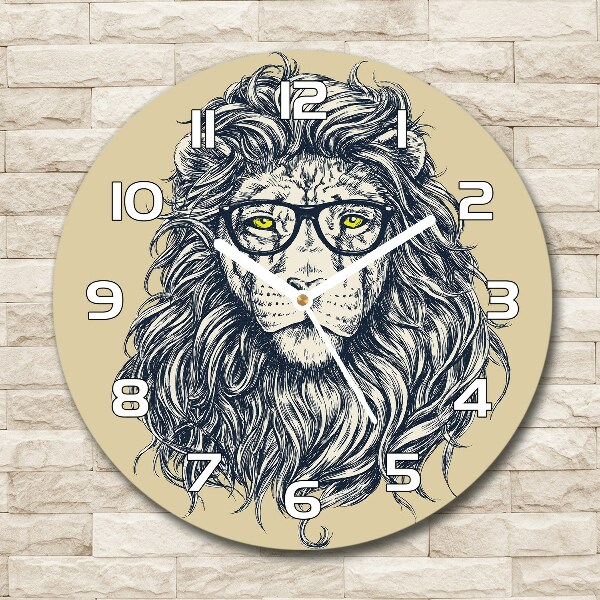 Pendule murale ronde Lion hipster