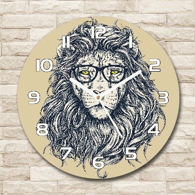 Pendule murale ronde Lion hipster