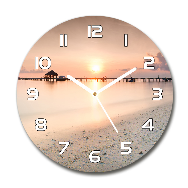 Horloge en verre ronde Plage des Maldives