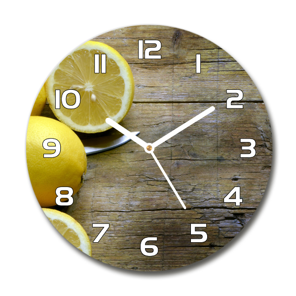 Horloge ronde Citrons sur bois