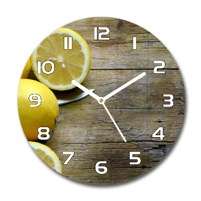 Horloge ronde Citrons sur bois