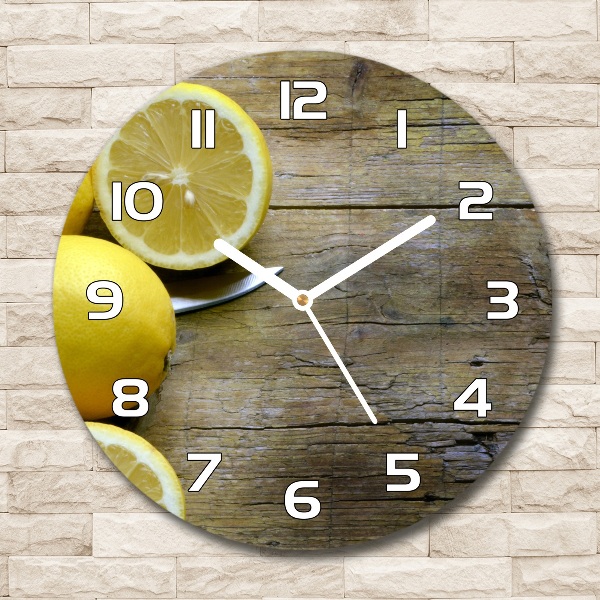 Horloge ronde Citrons sur bois