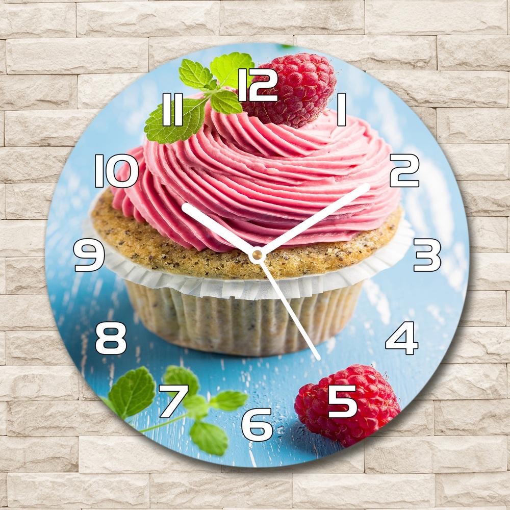 Horloge ronde Muffin aux framboises