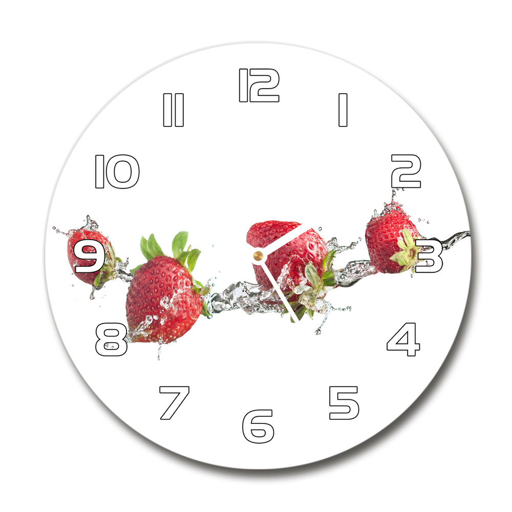 Horloge en verre ronde Fraises et eau