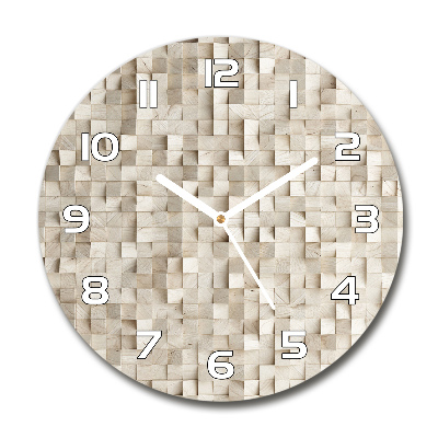 Horloge ronde Cubes en bois