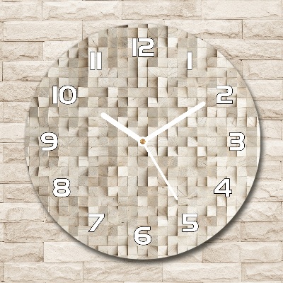 Horloge ronde Cubes en bois