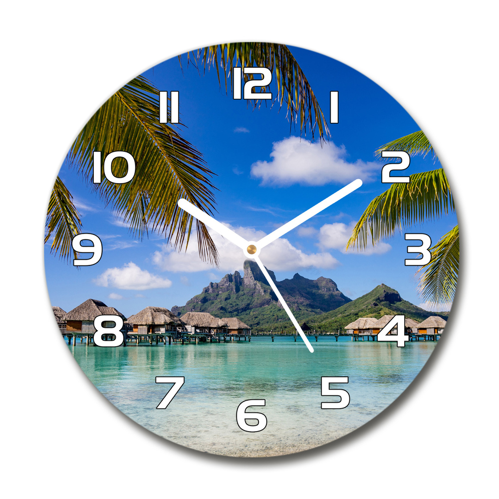 Horloge ronde Palmiers à Bora Bora