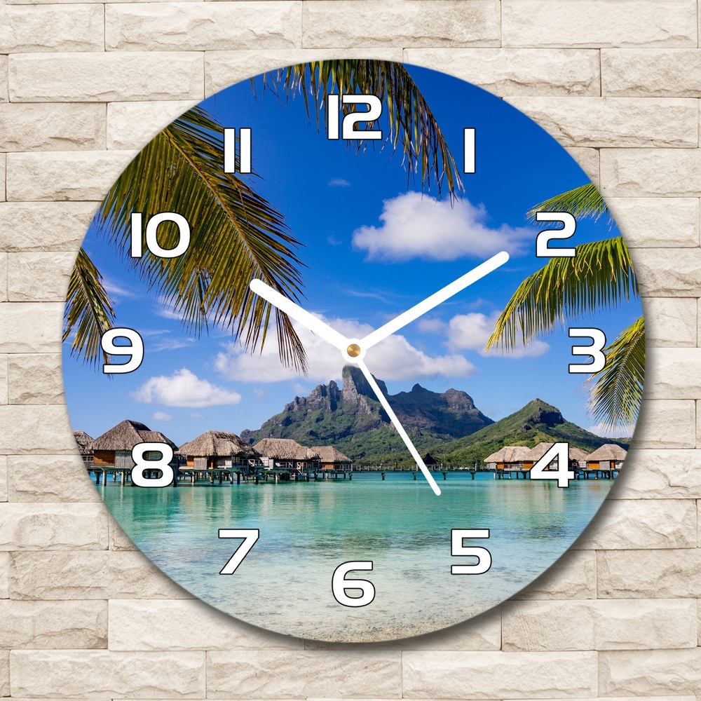 Horloge ronde Palmiers à Bora Bora